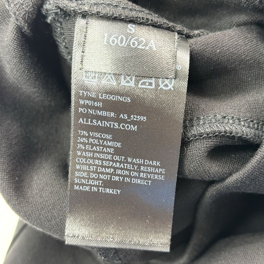 ALLSAINTS Women’s Small Black Tyne‎ Elastic Waist Leggings 25.5" Inseam - Picture 8 of 16
